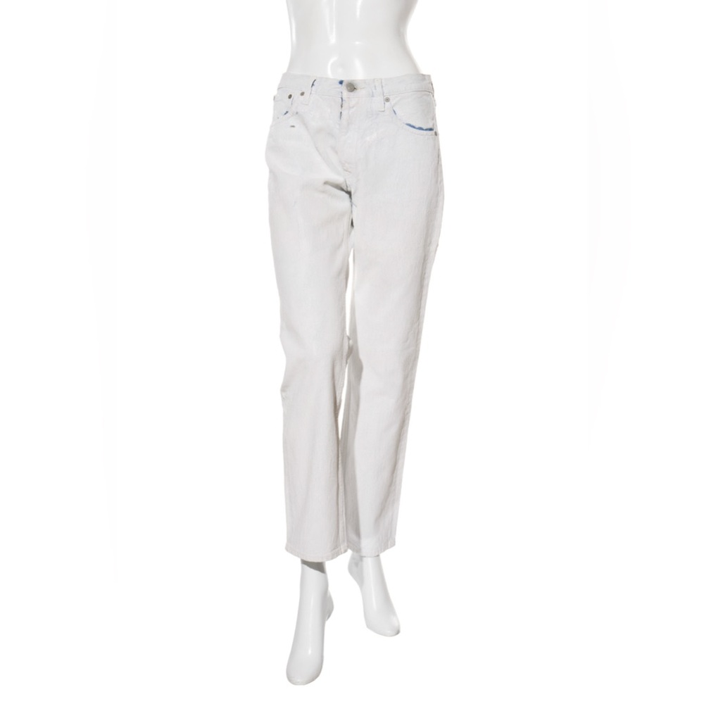 Maison Margiela White Painted Jeans Cracked Paint Denim SS21